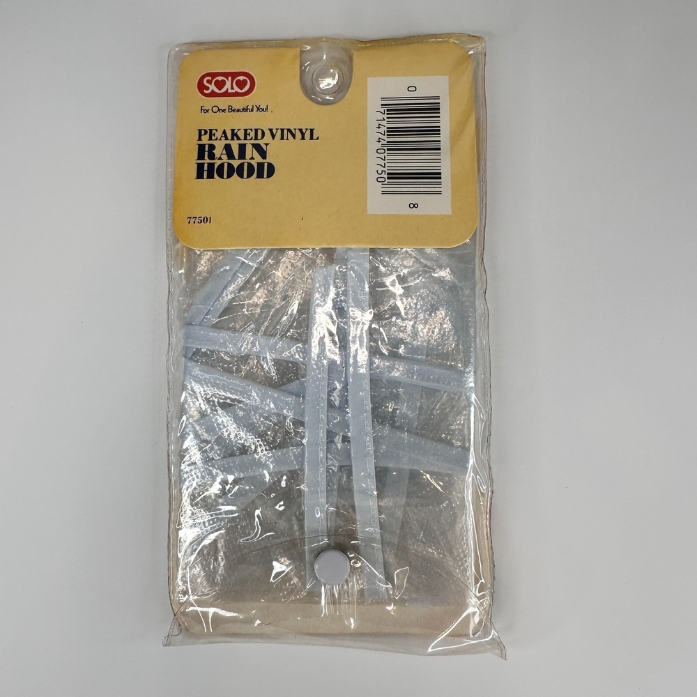 SOLO Peaked Vinyl Rain Hood Bonnet Hat Clear Daisies VTG NEW Sealed Hong Kong - Picture 7 of 9